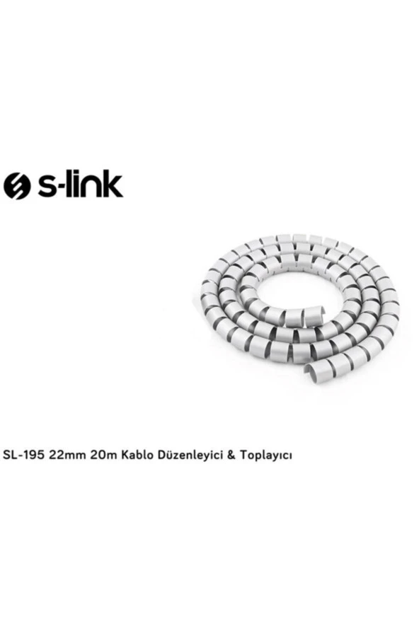 S-LINK SL-195 KABLO DÜZENLEYİCİ 22MM 7 METRE GRİ KABLO DÜZENLEYİC - Resim 3