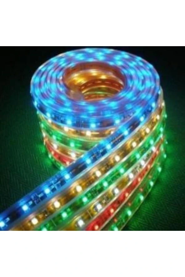 5050 Şerit Led 12V 1A 60 Led iç Mekan Silikonsuz Şerit Led 3 Çipli 10 Metre Yeşil Şerit Led - 4