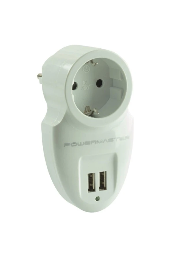 POWERMASTER PM-16895 TEKLİ AKIM KORUMLI PRİZ ÇİFT USBLİ 16A 3500W ÇOCUK KORUMALI PRİZ 16895