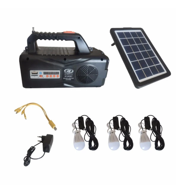 EVERTON RT-905BT SOLAR PANELLİ MP3 RADYO BLUETOOTHLU IŞILDAK FENER AYDINLATMA