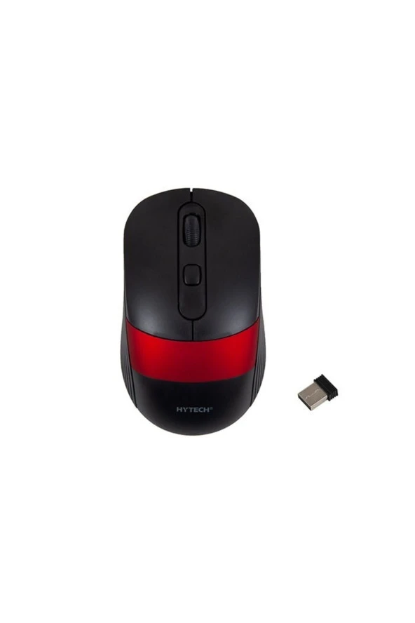 MOUSE KABLOSUZ 1600 DPI 2.4GHZ OPTİK SENSÖRLÜ 10 METRE UZAKLIK SİYAH/KIRMIZI USB MOUSE HYTECH HY-M96 - 2