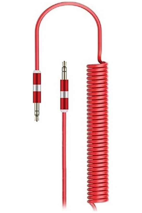 Hytech HY-X73 Stereo Spiralli 1.5m 3.5mm Ses Kablosu Kırmızı