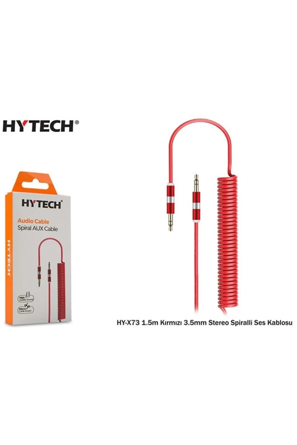 Hytech HY-X73 Stereo Spiralli 1.5m 3.5mm Ses Kablosu Kırmızı - 2