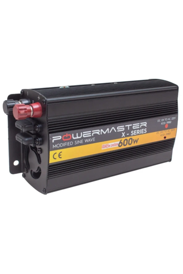 POWERMASTER PWR600-24 İNVERTER 24 VOLT 600 WATT TEK DİJİTAL EKRAN MODİFİYE SİNÜS WAVE İNVERTER19883