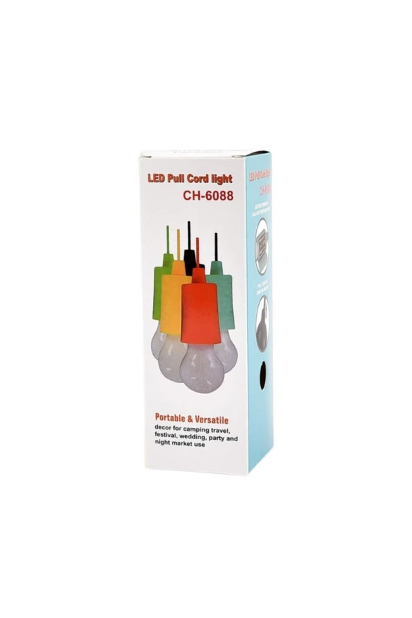İPLİ ÇEK BIRAK PİLLİ LED AMPUL BEYAZ IŞIK E27 DUY İPLİ ÇEK YAK LAMBA YEŞİL PULL CORD LIGHT CH-6088 - Resim 3