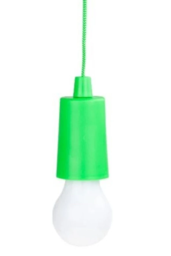 İPLİ ÇEK BIRAK PİLLİ LED AMPUL BEYAZ IŞIK E27 DUY İPLİ ÇEK YAK LAMBA YEŞİL PULL CORD LIGHT CH-6088 - Resim 4