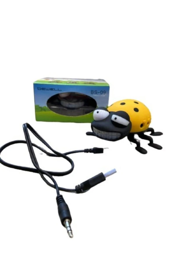 MULTİMEDYA SPEAKER USB+SD UĞUR BÖCEĞİ MÜZİK KUTUSU SARI BEWELL BS-09 - 6