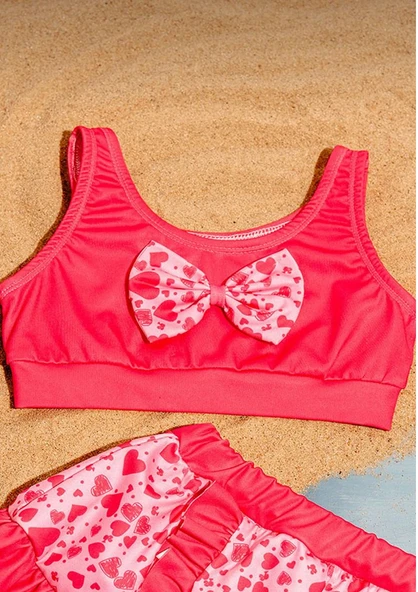 Üst Fiyonk Alt Fırfır Etek Detaylı Kız Çocuk Mayo Bikini Takımı - 3