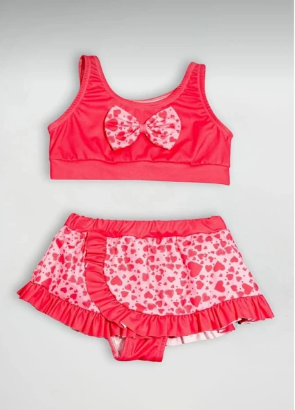 Üst Fiyonk Alt Fırfır Etek Detaylı Kız Çocuk Mayo Bikini Takımı - 2