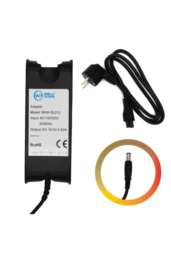 DELL NOTEBOOK LAPTOP ADAPTÖRÜ 19,5V 4.62A 90W 7.4 x 5.0 MM NOTEBOOK ADAPTÖR WELLPOWER WNA-DL012