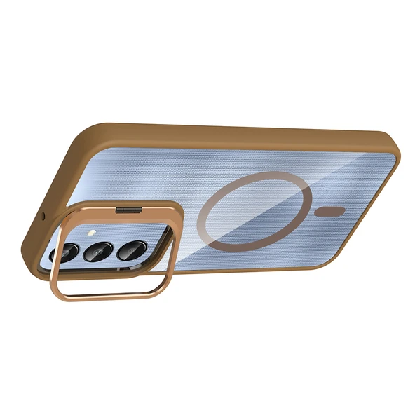 Samsung Galaxy A56 Kılıf Standlı ve Kamera Lens Hediyeli M-Safe Şarj Özellikli Etro Kapak - Resim 3