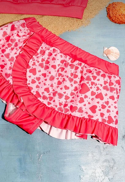 Üst Fiyonk Alt Fırfır Etek Detaylı Kız Çocuk Mayo Bikini Takımı - 4