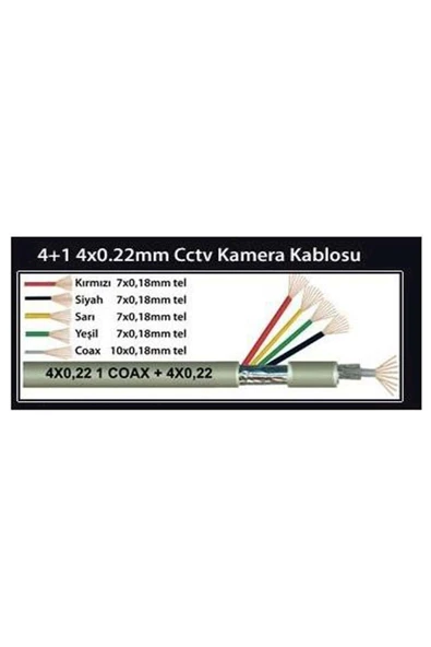 KAMERA KABLOSU 100 METRE 4+1-4x0.22mm CCTV KAMERA KABLOSU - 4