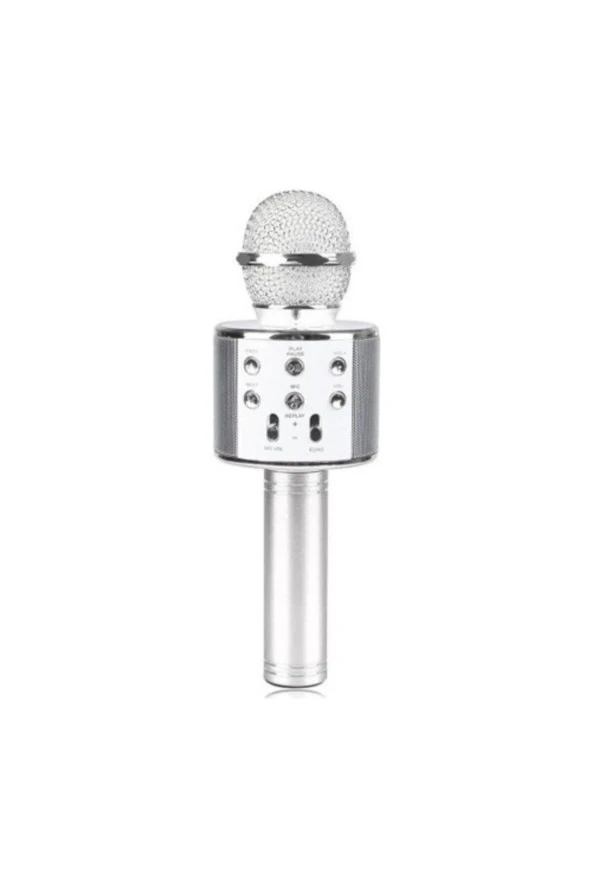 Karaoke Mikrofon Bluetooth Hoparlör Aux Usb Mikro Sd Kart Girişli Gri Wster Ws-858