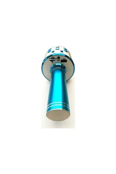 Karaoke Mikrofon Bluetooth Hoparlör Aux Usb Mikro Sd Kart Girişli Mavi Wster Ws-858 - 3