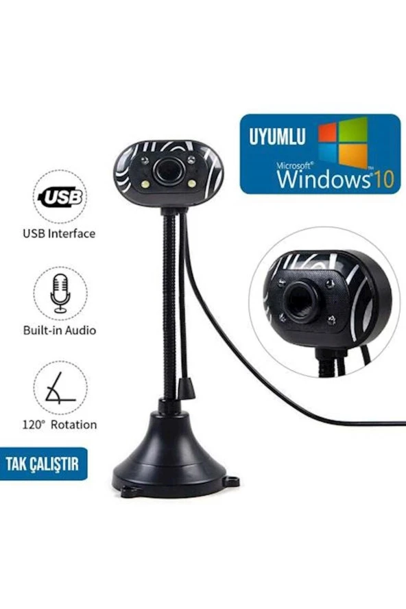 TAKY S-502 WebCam HD 1080P Mikrofonlu SD Webcam Kamera Manuel Odaklama Bilgisayar Kamerası