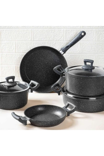 Tantitoni Gri Granit 8 Parça Tencere Seti ürün görseli 1