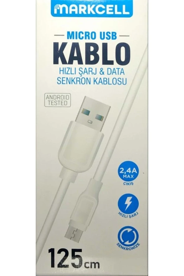 TELEFON ŞARJ KABLOSU 2.4 USB 125CM KABLO HIZLI ŞARJ & DATA SENKRON KABLOSU MARKCELL MC-02