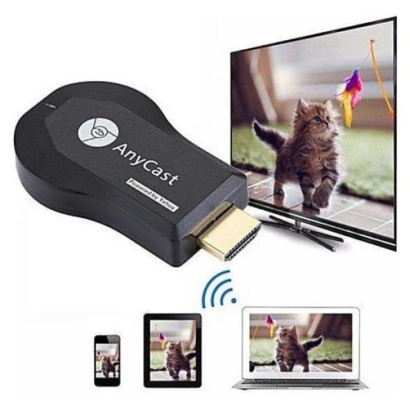 Full HDMI Kablosuz Görüntü ve Ses Aktarıcı Aparat Anycast TV Stick Miracast Dongle M9 Plus