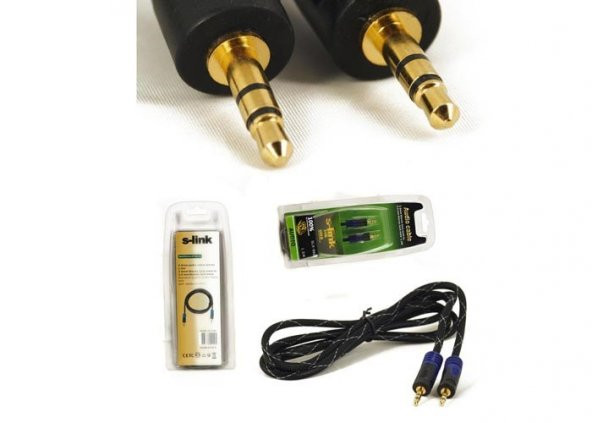 STEREO KABLO KORUMALI KILIFLI 3.5MM ERKEK/ERKEK 1.5M- (GOLD) S-Link SLX-960 - 4