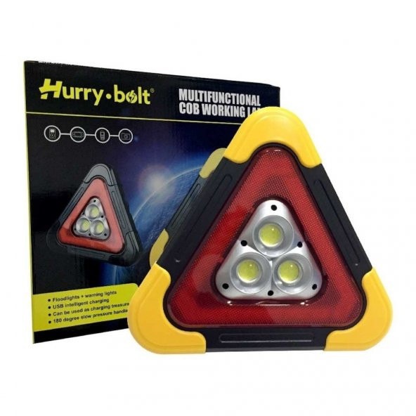 Trafik Uyarı İkaz Lambası 200mAh USB Çıkış Portlu Şarjlı LED Hurry. Bolt (7709)