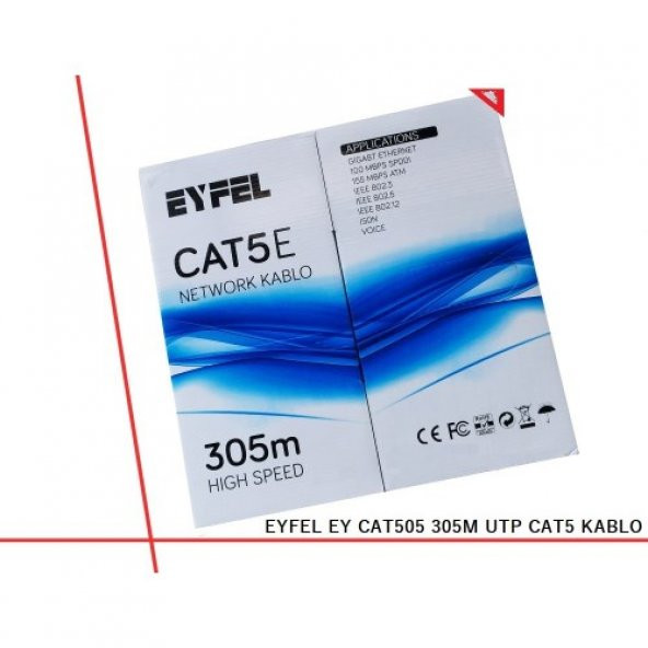 EYFEL EY-CAT505 CAT5 İNTERNET KABLOSU 305M GRİ KABLO UTP İNTERNET KABLOSU - 1