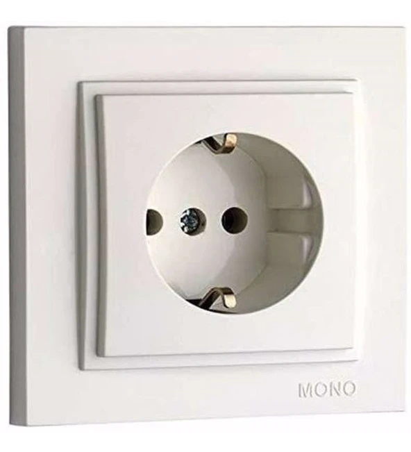 Topraklı Priz Mono Modül+ Kapak (despinaLarissa Serisi) Beyaz Mono