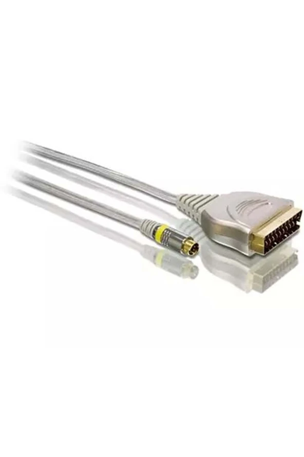 S VİDEO- SCART KABLO 24K ALTIN KAPLAMA KONNEKTÖR BAKIR ÖRGÜLÜ SCART KABLO PHILIPS SWV354310 - 2