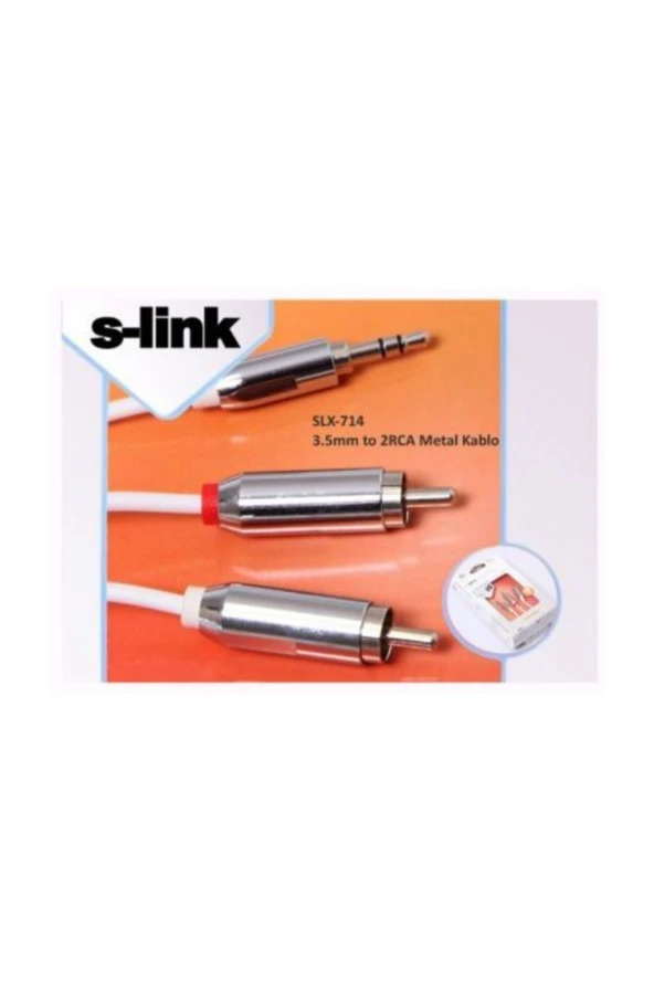 Ses Kablosu 3.5mm to RCA Metal Kablo MP3 AUDIO CABLE S-Link SLX-714