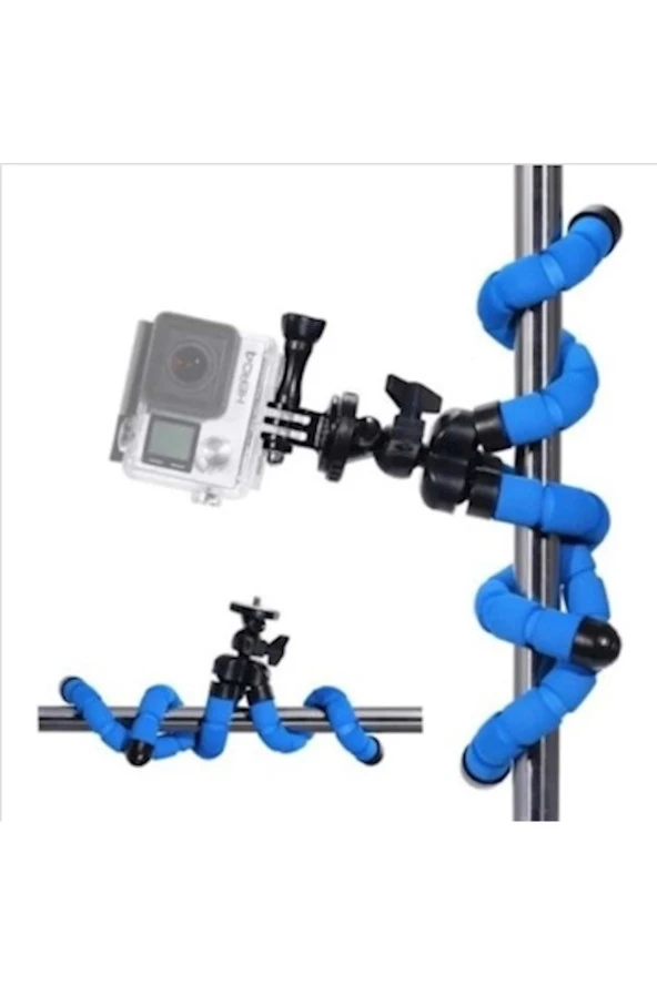 Ahtapot Tripod Kamera Cep Telefonu Tripodu Stand Tutucu Çubuğu ( Mavi ) - 2