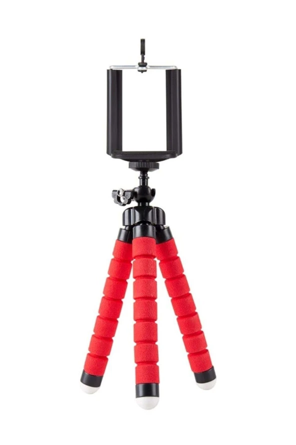 Ahtapot Tripod Kamera Cep Telefonu Tripodu Stand Tutucu Çubuğu ( Kırmızı )