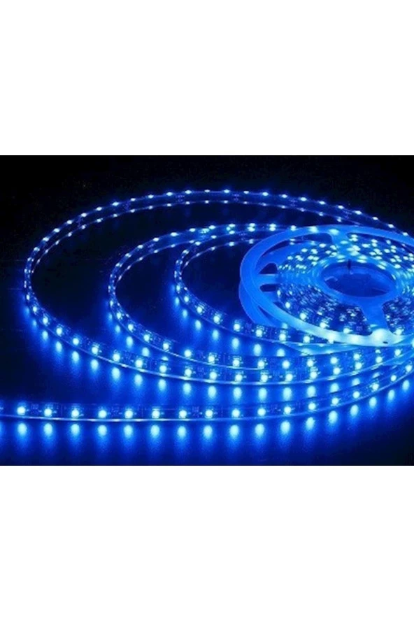 5050 Şerit Led 12V 1A 60 Led 3 Çip Silikonsuz Mavi 5 Metre Şerit Led