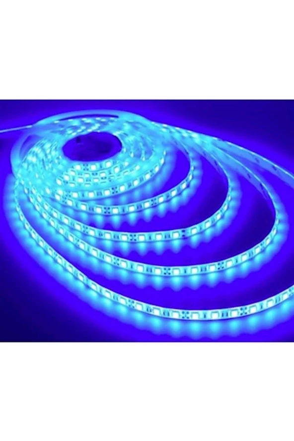 5050 ŞERİT LED 12V 1A 60 LEDLİ 3 ÇİP SİLİKONLU MAVİ ŞERİT LED 5 METRE ŞERİT LED