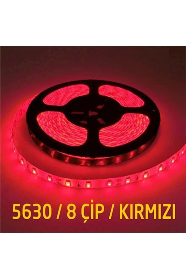5630 ŞERİT LED 8 ÇİPLİ SİLİKONSUZ ŞERİT LED KIRMIZI 5 METRE ŞERİT LED