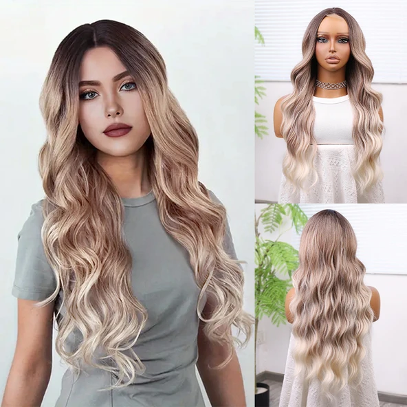 Rus Kumralı Beyaz Platin Işıltılı ve Ombreli Tül Peruk ürün görseli