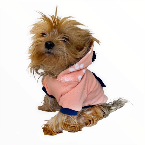 Light Pink Flower Pocket Kapşonlu Sweat by Kemique Köpek Kazağı - 2