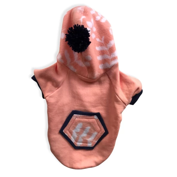 Light Pink Flower Pocket Kapşonlu Sweat by Kemique Köpek Kazağı - 4