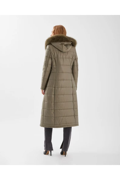 HAKİ UZUN PUFFER MANTO - Resim 8