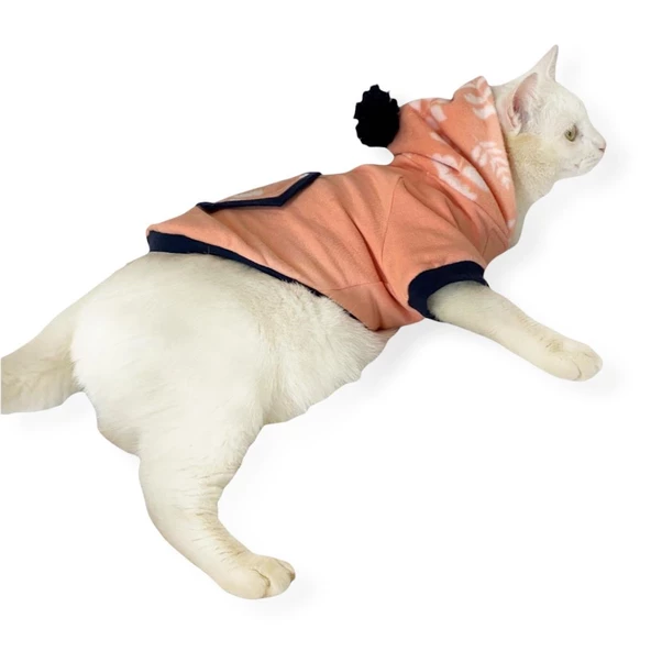 Light Pink Flower Pocket Sweatshirt Kedi Süeteri Kedi Kıyafeti - 2