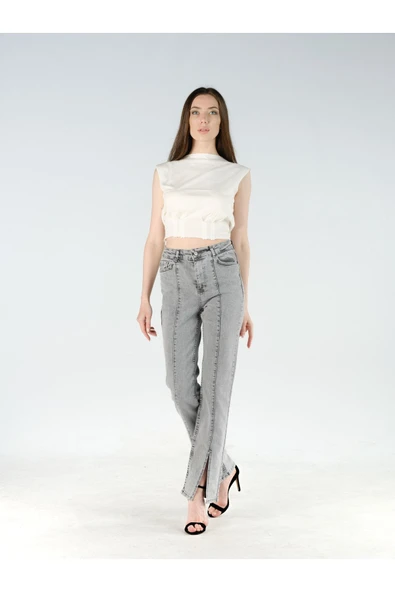 Gri Kot Yırtmaçlı - Resim 4