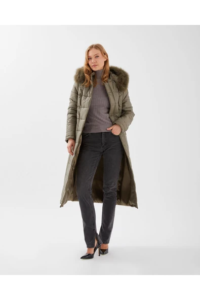 HAKİ UZUN PUFFER MANTO - Resim 6