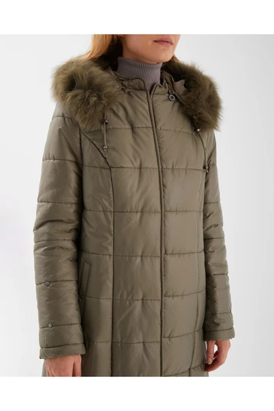 HAKİ UZUN PUFFER MANTO - Resim 4