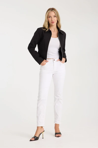 KISA CEKET SİYAH RENK DİKİŞ DETAYLI - Resim 7