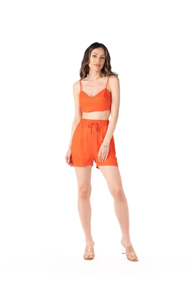 Şort Bluz Alt Üst Takım Turuncu - Resim 2