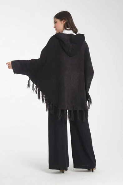 PANÇO ANGORA KOYU ANTRASİT SIFIR YAKA YAKADA TOKA KAPİŞONLU - Resim 4