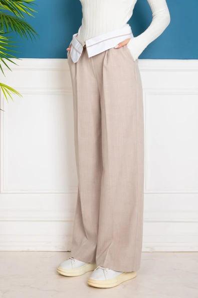 Bej Kumaş Pantalon - Resim 2