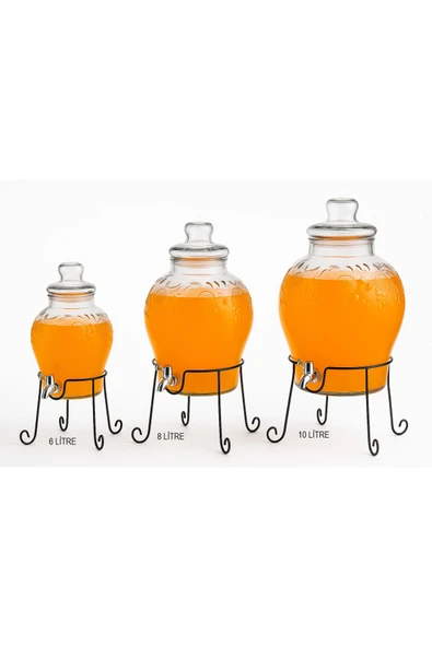 10 Litre Musluklu Cam Su Sebili Şerbetlik Ve Damacana Metal Ayaklı - 2