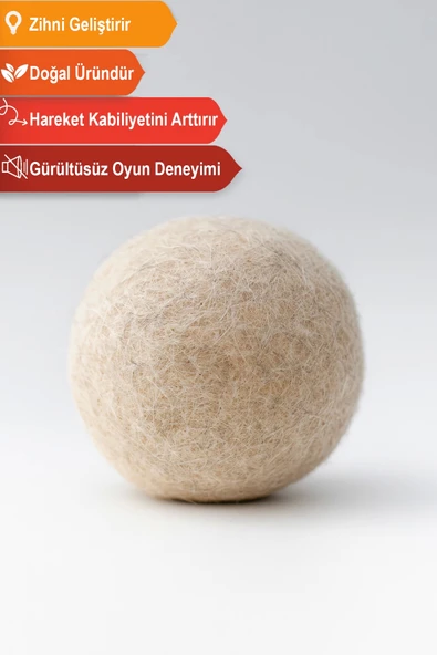 MatGo Pati Doğal Sessiz Kedi Oyun Topu Kedi Oyuncağı Yün Yumağı - Hareket ve Gelişimi Destekler - Resim 2