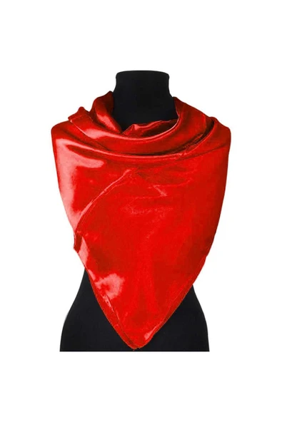 DesingONB  Saten Şal Kırmızı Yeşil Tek Renk  S ürün görseli