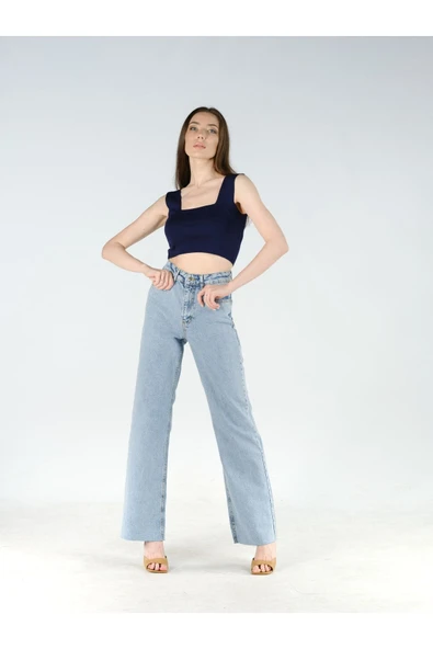 Lacivert Üst Crop - Resim 4